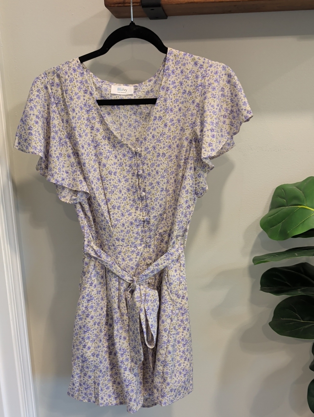 Bluivy Purple Floral Tie-Front Mini Romper